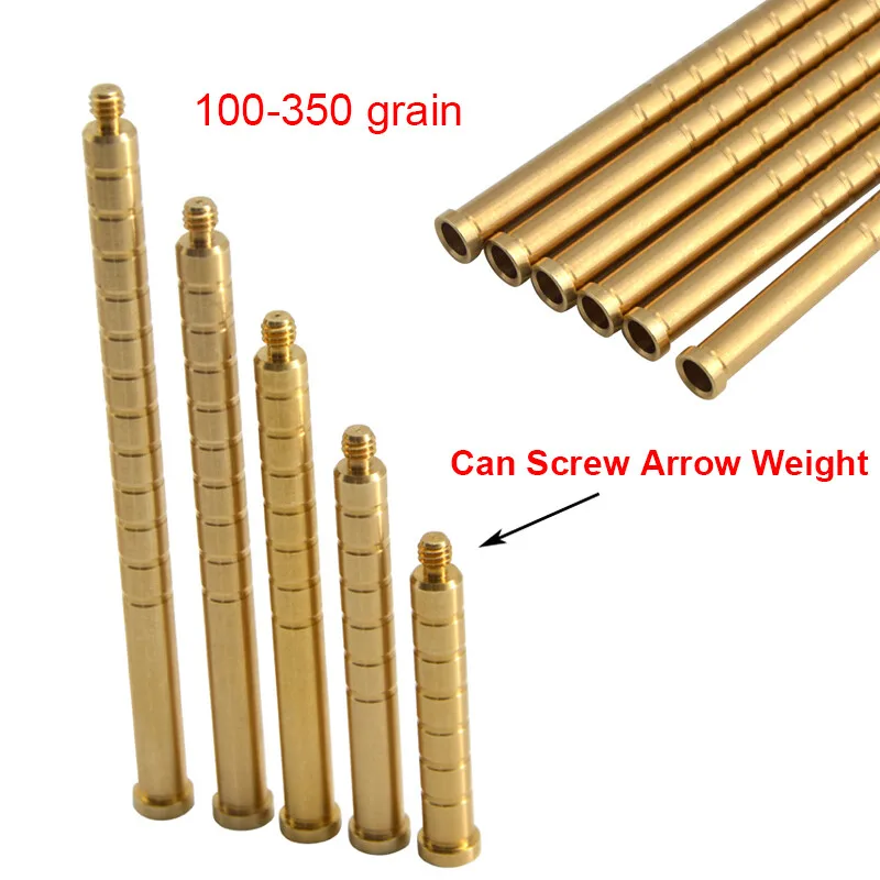 12pcs Brass Insert Base Screw Weight Archery Arrow 50-350 Grain Hunting Accessories Archery Arrow Shaft DIY
