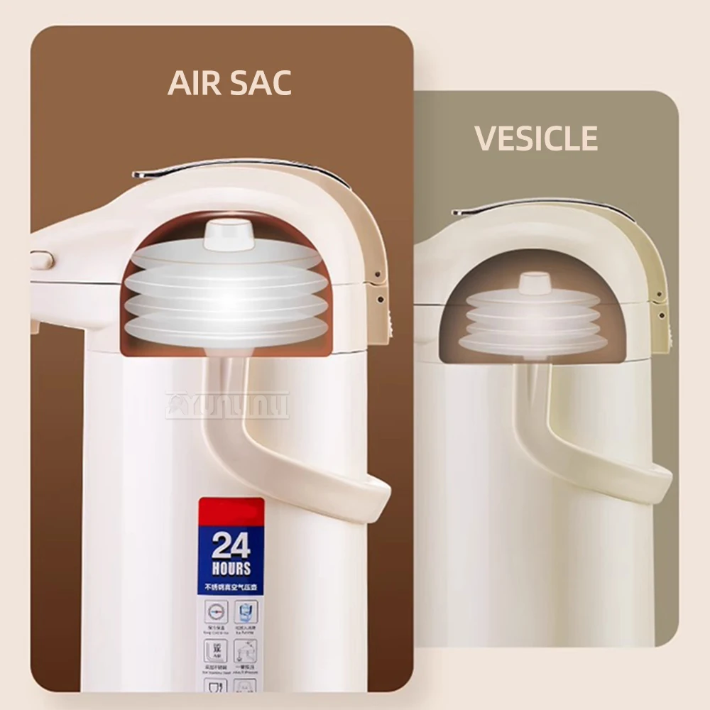 2500 мл бутылка с горячей водой под давлением воздуха, чайник большой емкости, умный изоляционный горшок, бытовой внутренний горшок из нержавеющей стали