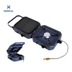 HOMFUL Outdoor Automatic Double Flame Folding Gas Stove Portable Butane Outdoor Camping Gas Stove