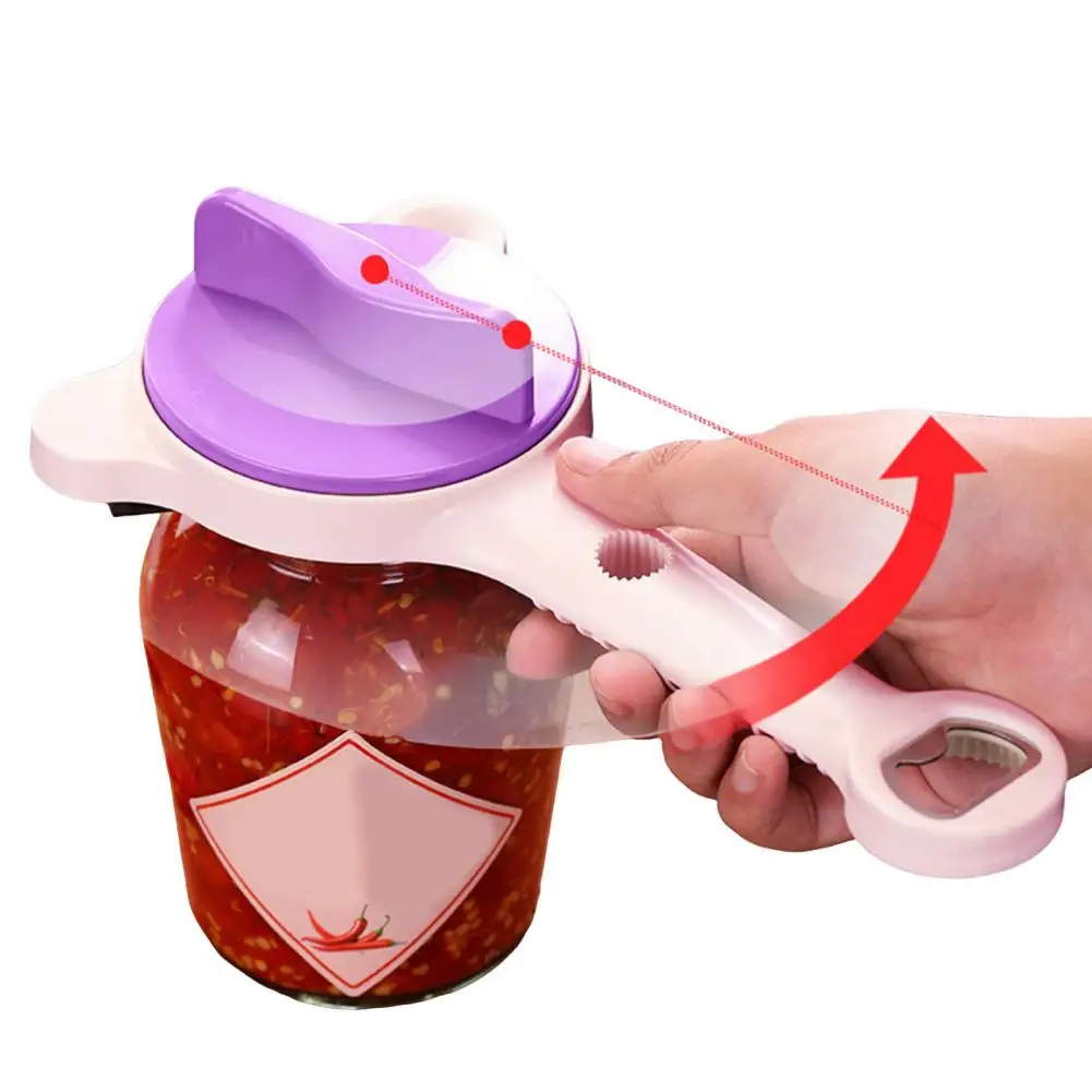 Smooth Side Jar Opener Strain-free Jar Opener with Adjustable Capper Mechanism Long Handle Bottle Lid Remover Non-slip Easy Grip