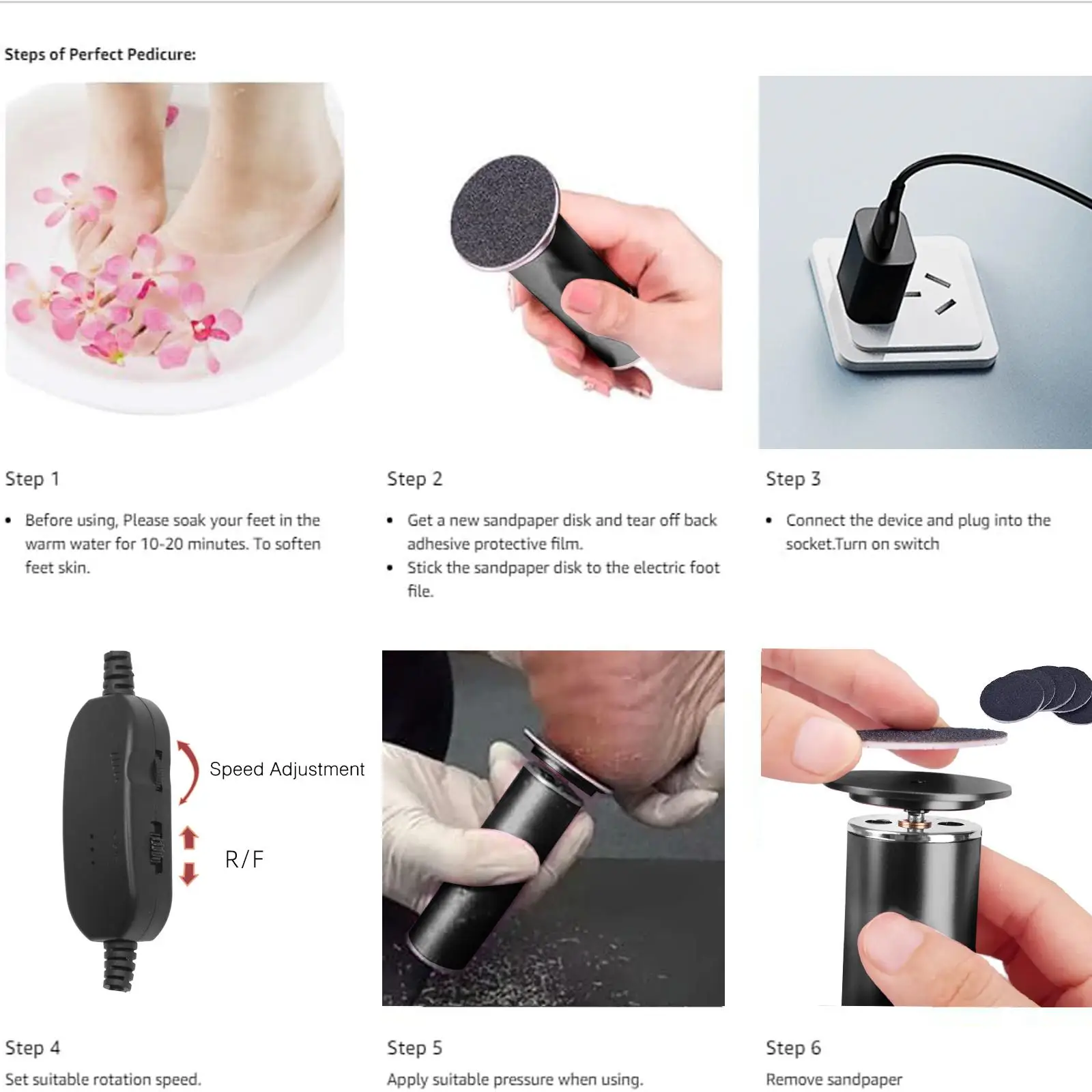 Electronic Foot File Grinder , Powerful Electric Callus Remover Professional Pedicure Tool for Men Women Dead Hard Skin Calluses