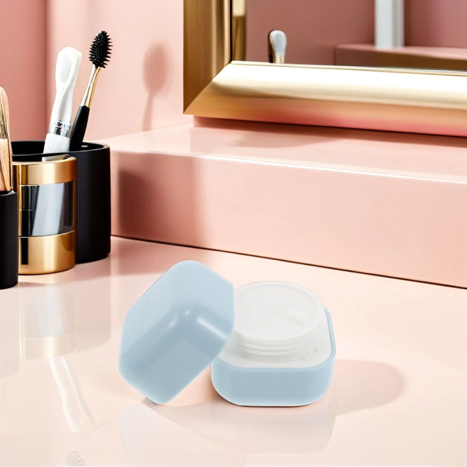 

10Pcs Double-Walled Jars 50g Refillable Leakproof Plastic Cream Containers for Travel Skincare Face Mask Storage