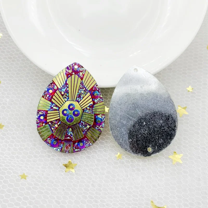 2 ثقوب المسيل للدموع قطرة خياطة على حجر الراين الراتنج الكابينة ل الأولى الأمة الفن اليدوية مجوهرات العثور 30*40 مللي متر 12 قطعة-B73 #6