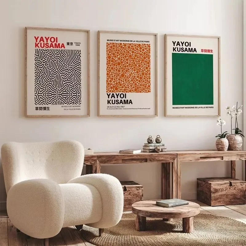 Japanese Artist Yayoi Kusama Exhibition Poster Print Canvas Painting Colorful Abstract Wall Art Picture Read Room Decor Unfra