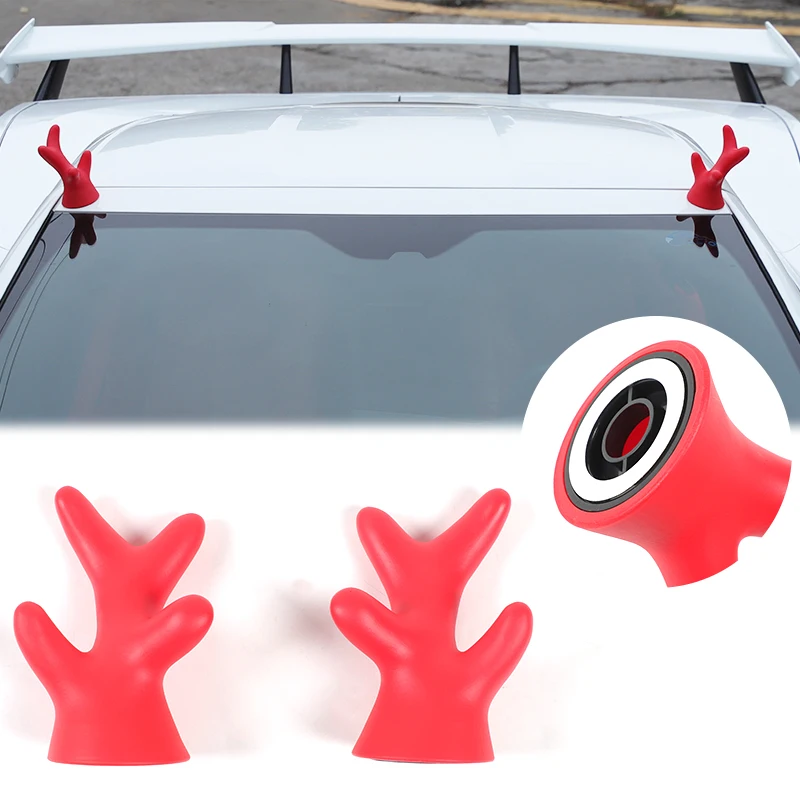 

For Chevrolet Corvette C8 2020+ PVC red car roof decoration small antlers three-dimensional sticker car exterior accessories