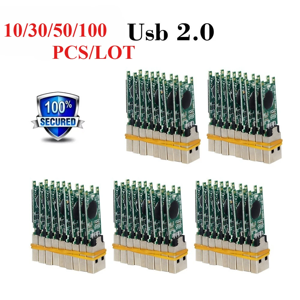 

10/30/50/100PCS/lot USB Flash Drive 64GB 128GB USB 2.0 Pen drive 1GB 2GB 4GB 8GB 16GB Memory Sticks Semi-finished Chip 32GB