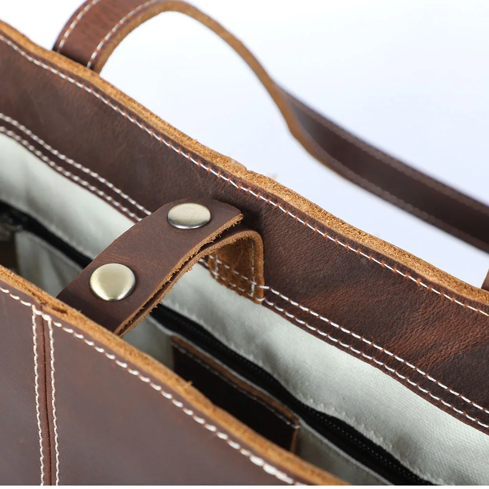 S.WORKER Vollnarbenleder Vintage Schultertasche Große Kapazität Echtleder Laptop-Einkaufstaschen für Frauen – Detail 25
