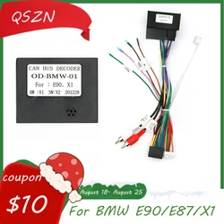 QSZN DVD 16 PIN Power cable Canbus Box Decoder OUDI-BWM-01 For BMW E90 E87 For BMW X1 Harness Wiring Cables Car Radio Android