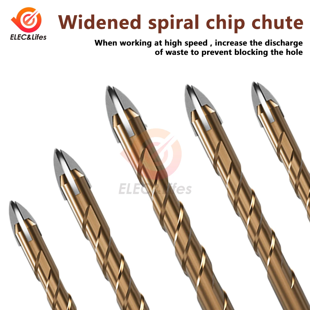 Tile Drilling Drill Bit Glass Cement Concrete Metal Marble Special High Hardness Four-Edged Alloy Drill Bit Dry Drilling 5-10mm