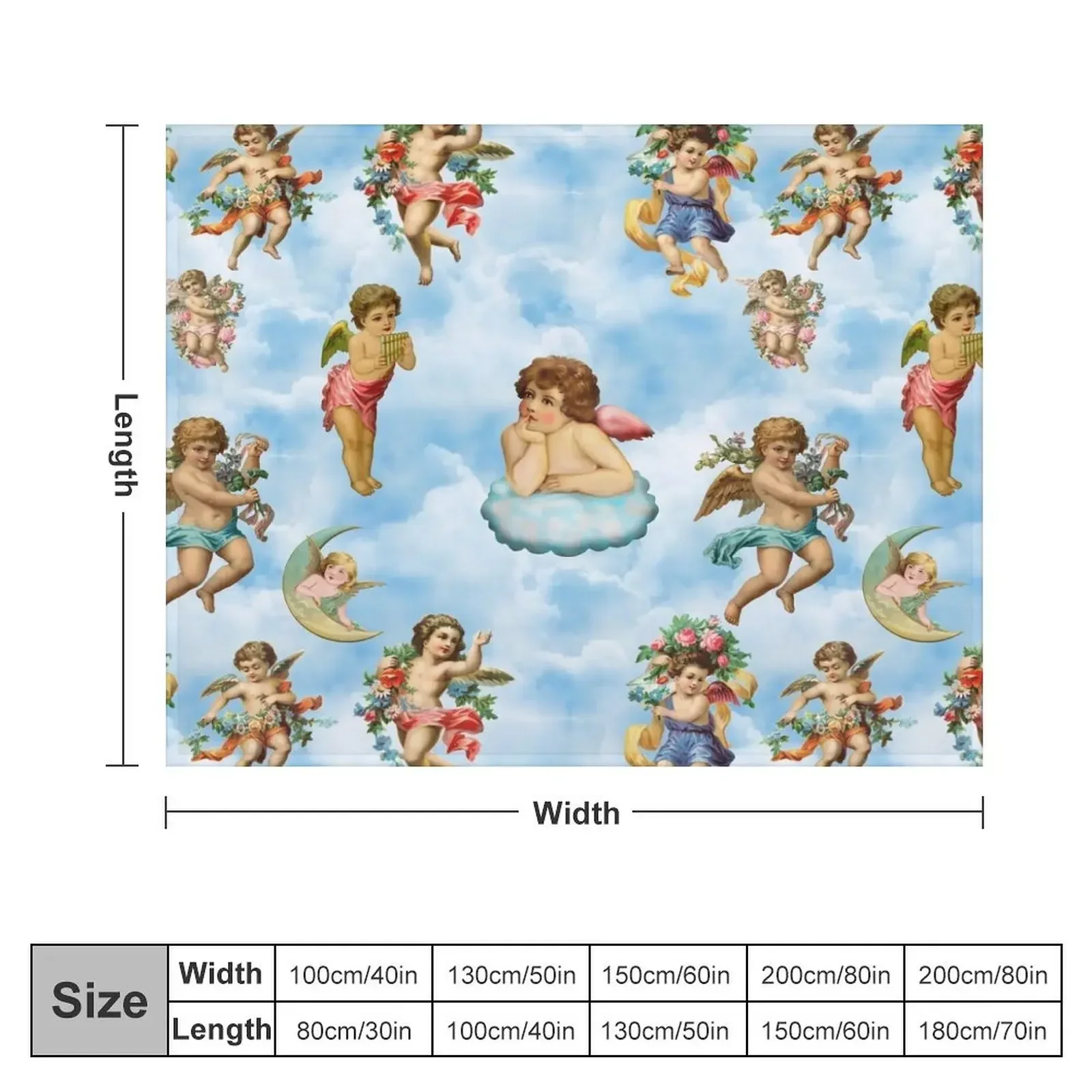 angel cherub clouds antique Throw Blanket Furrys halloween Quilt Blankets