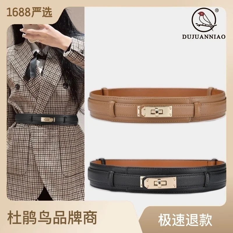 

100% genuine real leather New women's belt buckle style decorative fashion waist with dress closing wide seal