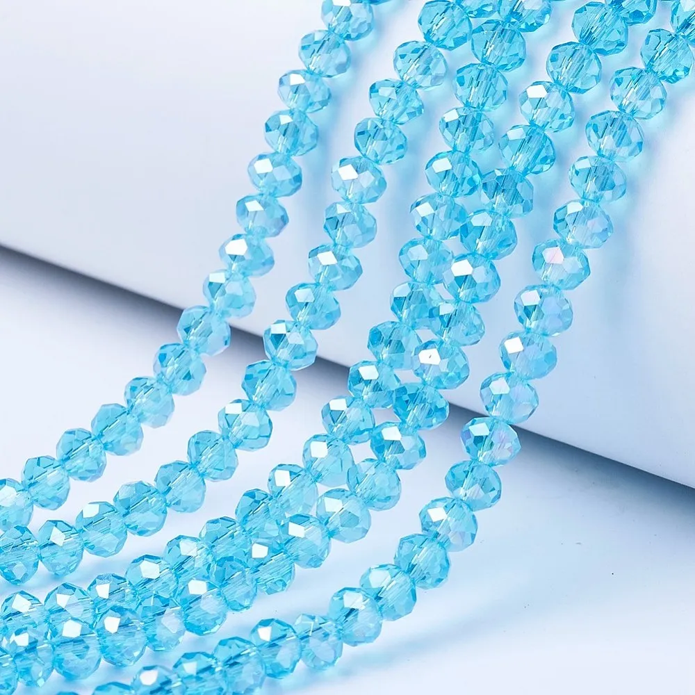 PandaHall 20 Stränge Glasperlen Mehrfarbig AB-Beschichtet Facettiert 8x6mm für DIY Schmuckherstellung – Detail 1