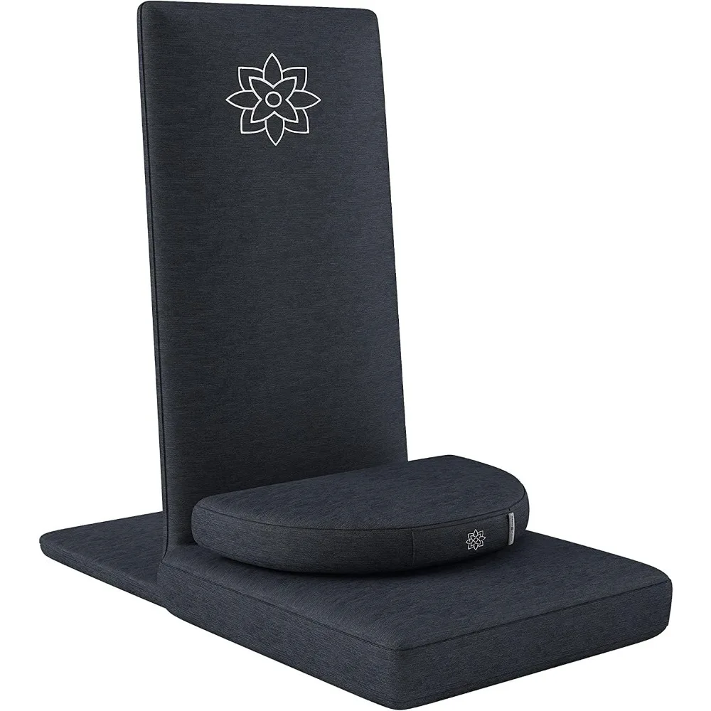 Folding Pro Meditation Chair - Adjustable Meditation Seat with Back Support and Half Moon Buckwheat Meditation Cushion