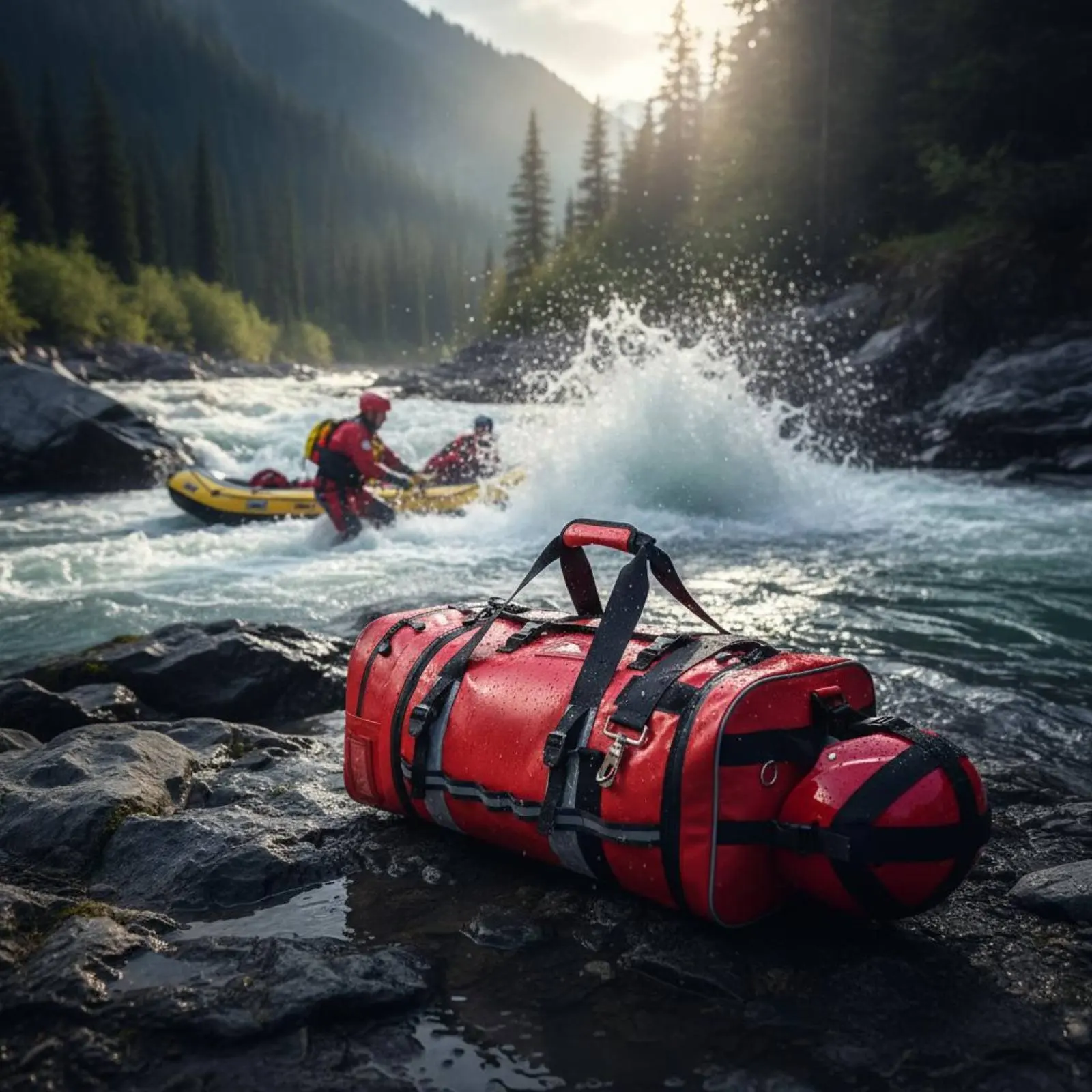 Water Rescue Backpack Waterproof Fire Rescue Gear Bag Fire Gear Bag High-Visibility Color Reflective Trim for Firefighters