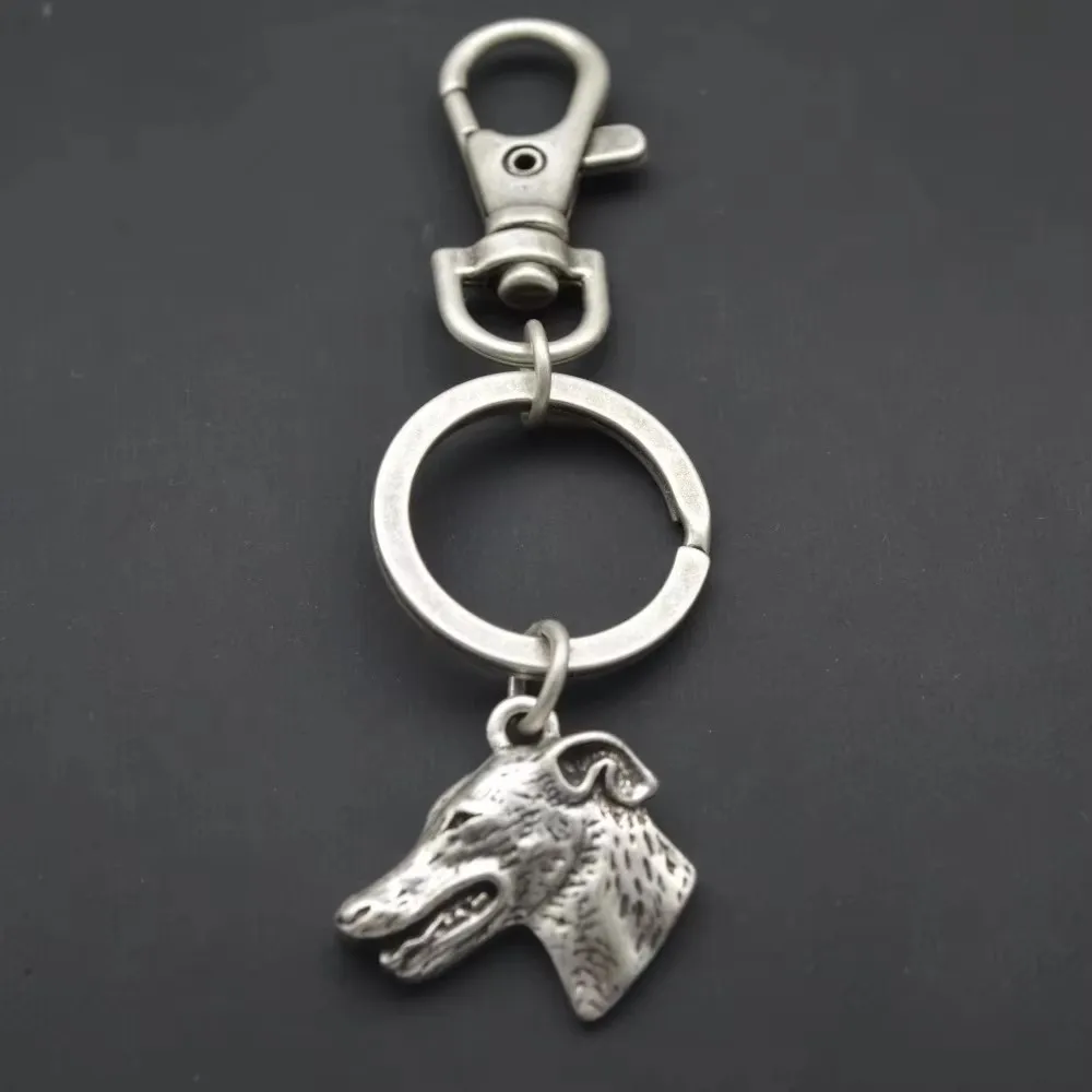 Antique Silvler Bronze Greyhound Key Chain
