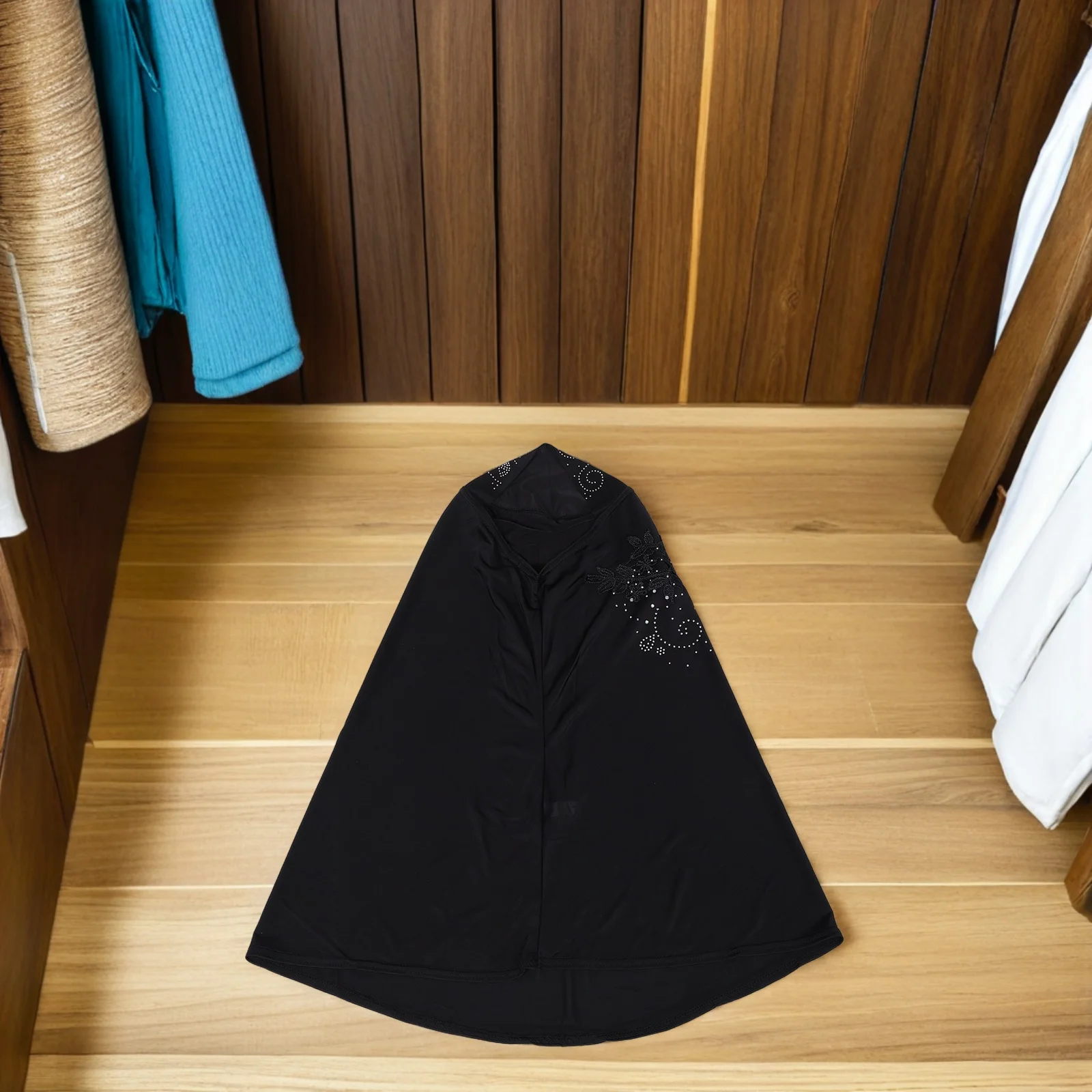 الحجاب الأسود عقال حجر الراين مزين الحجاب متواضع مسلم الحجاب التفاف للنساء الأحداث الرسمية الحجاب الأسود للجنازة #2