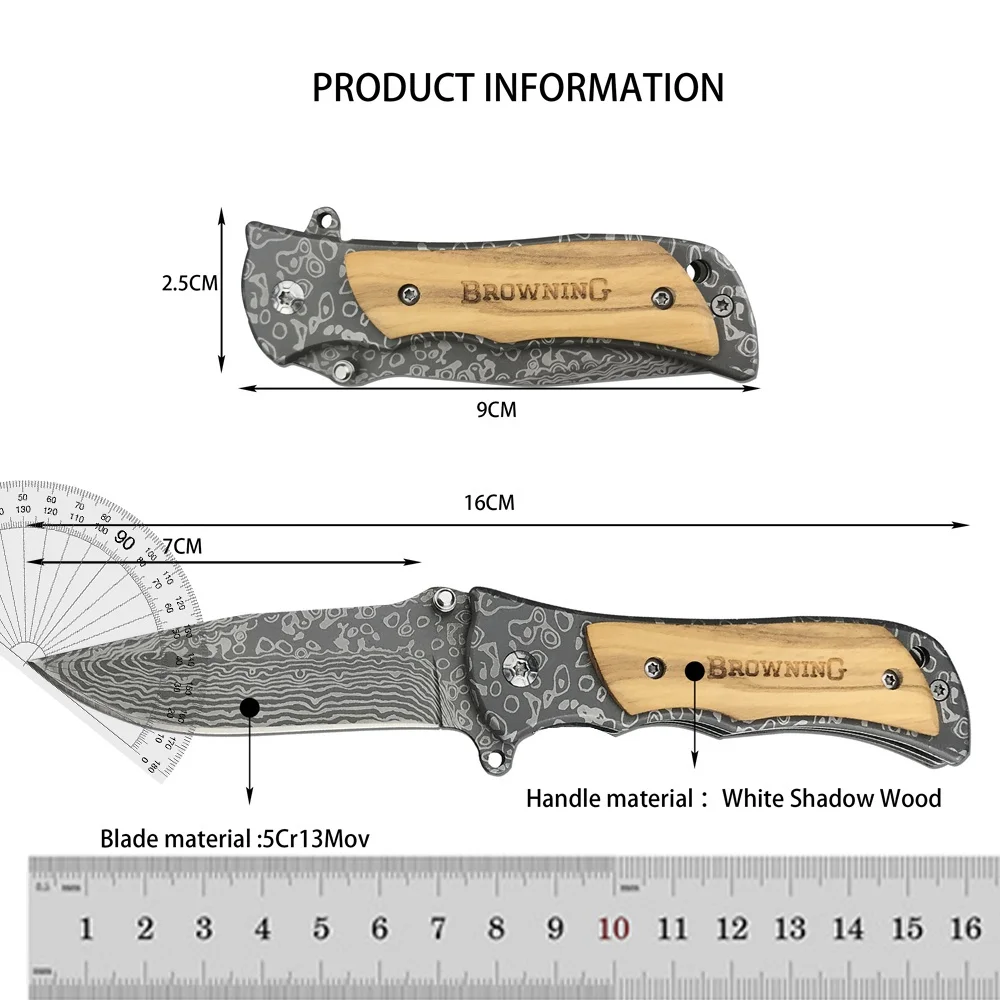 BN 339 Folding Knife Pocket Knife 5Cr13Mov Blade Shadow Wood Handles Utility Hunting Tactical Knife Outdoor Combat EDC Multitool