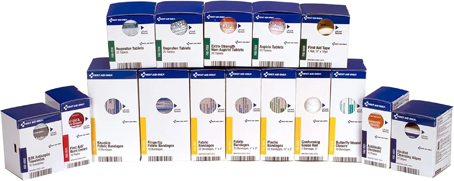 50-Person First Aid Kit Refill Supplies for Business, Worksite, and Home with 237 Pieces in Blue