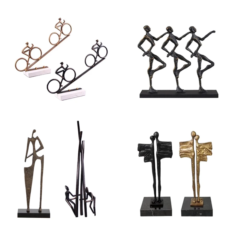 

Modern simple metal figure cycling sculpture ornament model room study living room couple abstract decoration