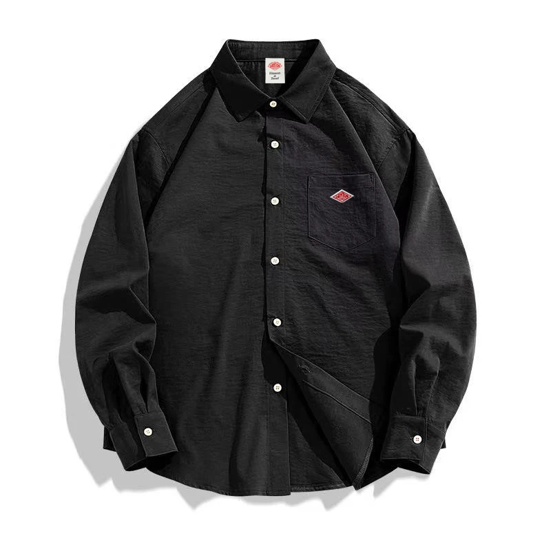 Hot Sales Autumn Men's Casual Cardigan Button Long Sleeve Shirt with Pocket Embroidery Fashion High Quality Tops