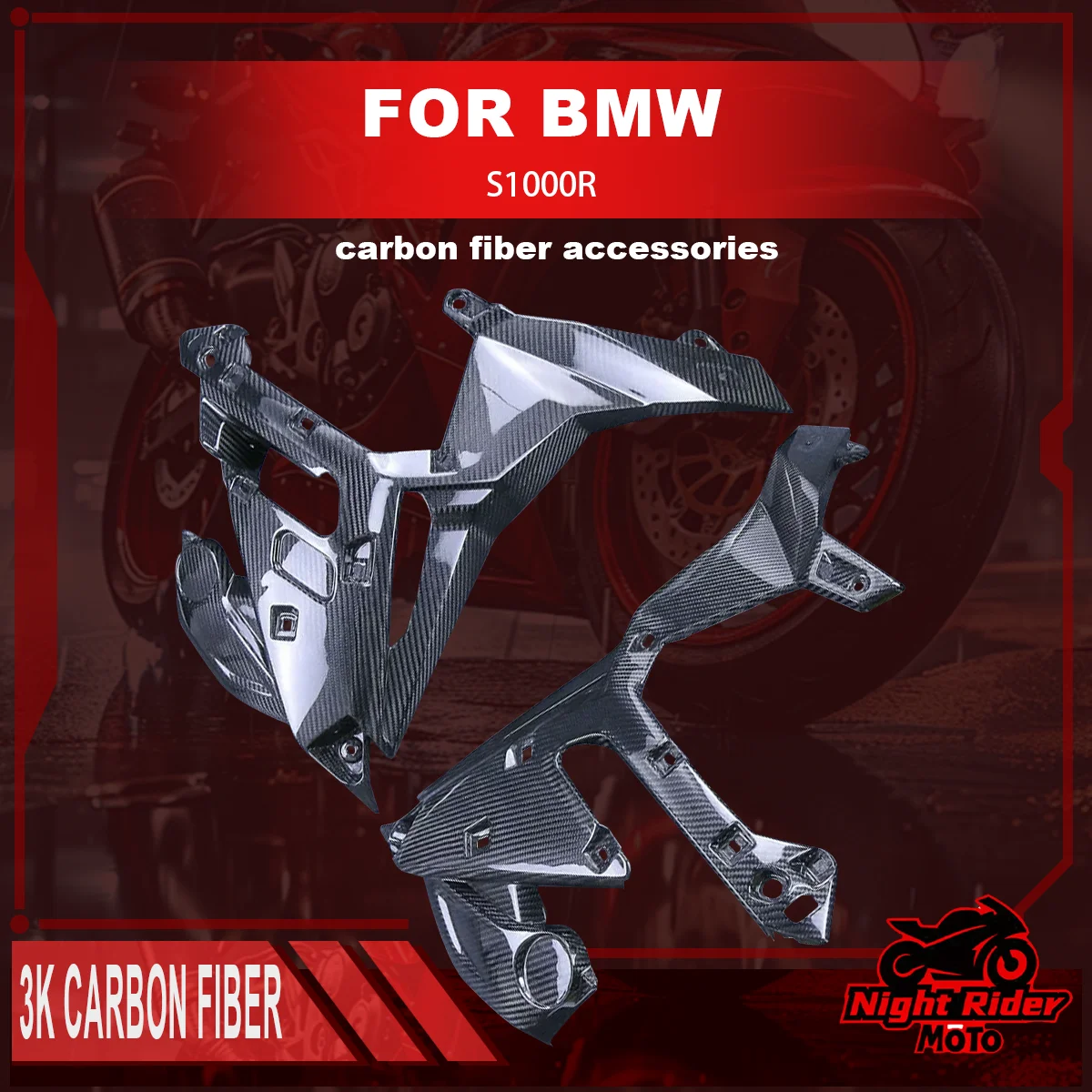 

2025 For BMW S1000R 2021 2022 2023 2024 Large side panel (connected version) Kit Dry Carbon Fiber Motorcycle Accessories
