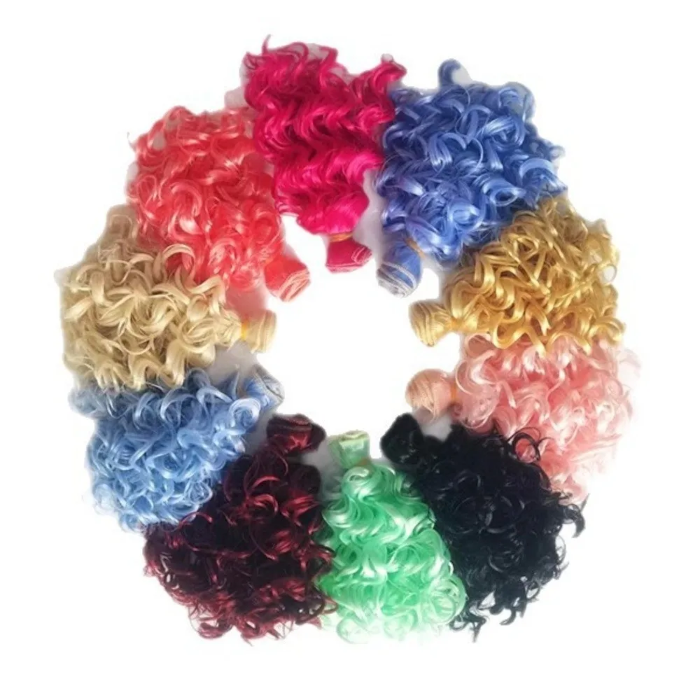 DIY 15CM Length Curly Hair Chemical Fiber Gradient Color Wig Accessories Imitation Wool Roll Hair Extensions For BJD SD