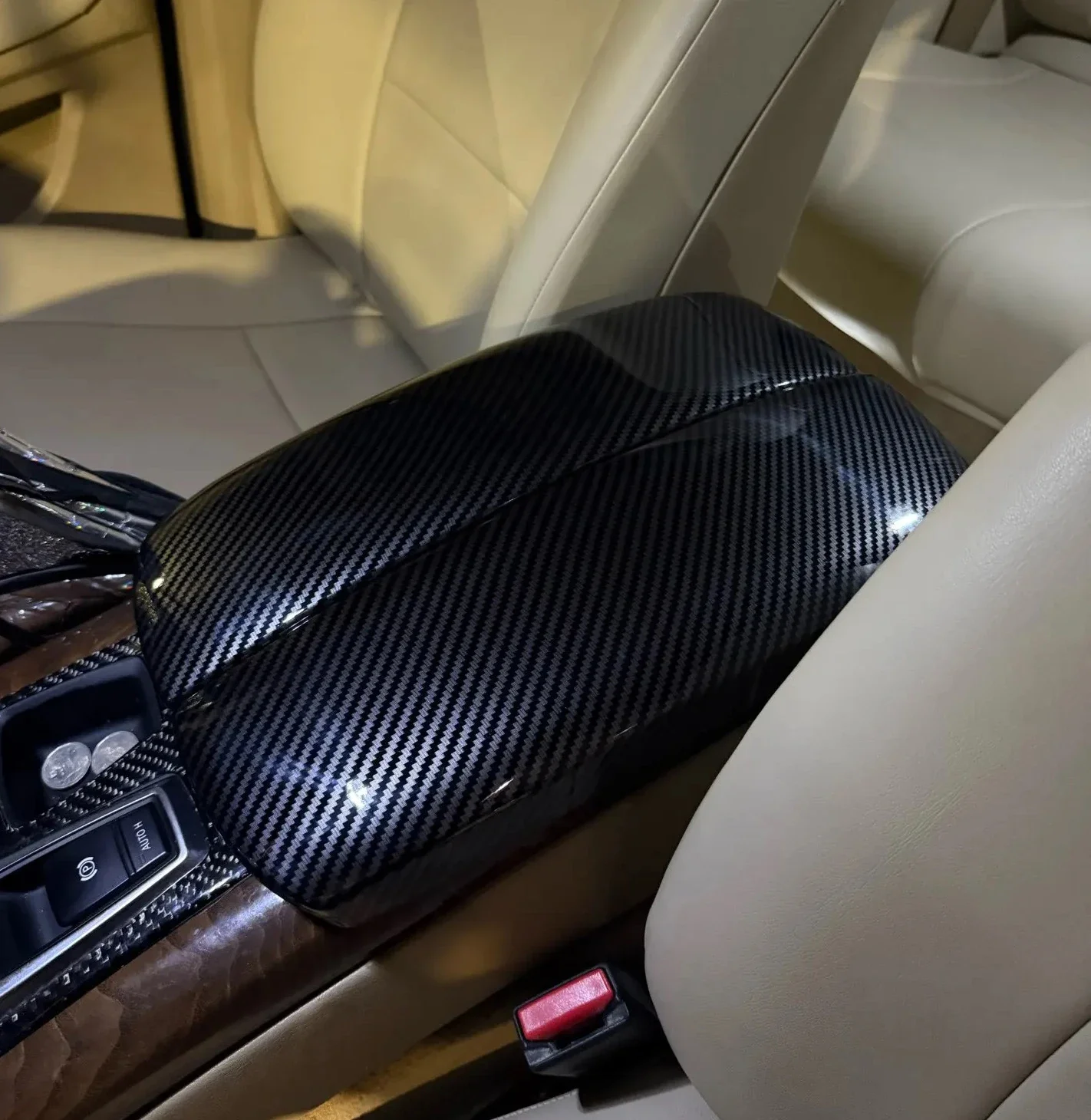 Accessories For BMW X5 X6 X7 E70 E71 F15 F16 G05 G06 G07 Carbon Fiber Stowing Tidying Armrest Box Panel Sticker Cover Trim