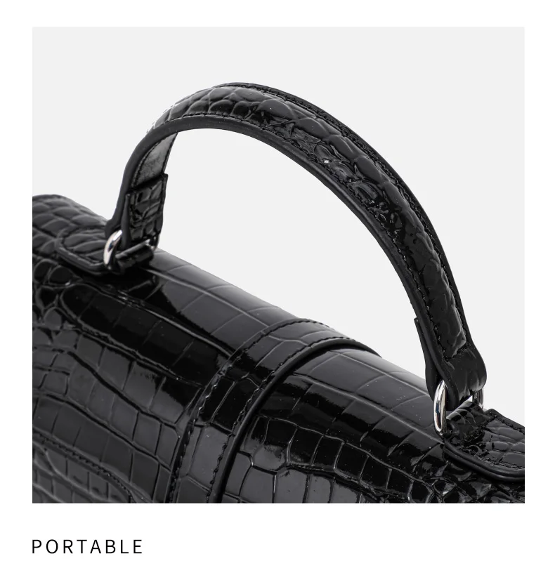 Aidrani Echtleder-Handtasche aus Rindsleder mit Krokodilmuster, Große Kapazität, Glänzende Oberfläche, Damen-Umhängetasche – Detail 14