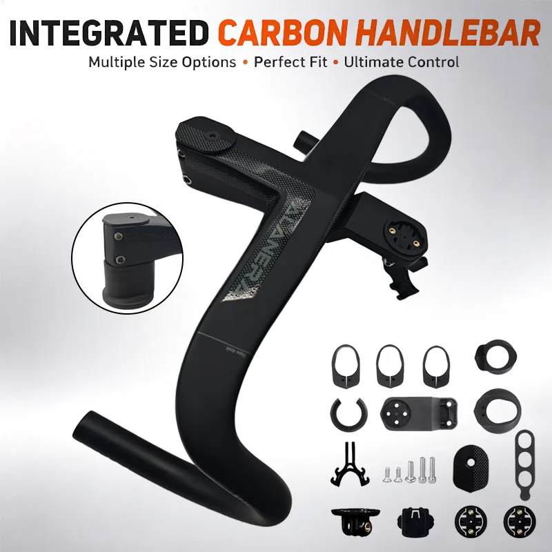 ALANERA Carbon Road Handlebar 28.6mm Fork Steerer with Computer Mount Integrated Bicycle Cockpit Parts for Road Bicycles