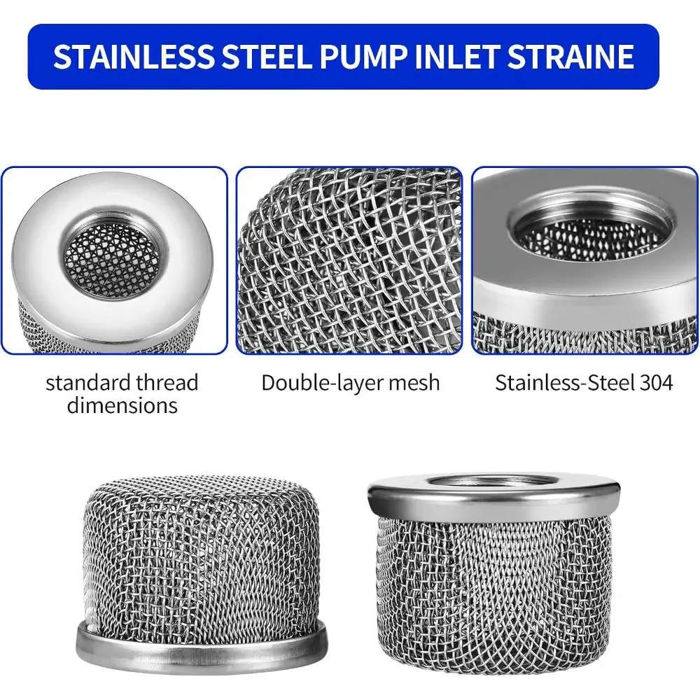Stainless Steel Paint Sprayer Filter Cylindrical Shape Silver Inlet Strainer Screen Double Screen Airless Sprayer Filter