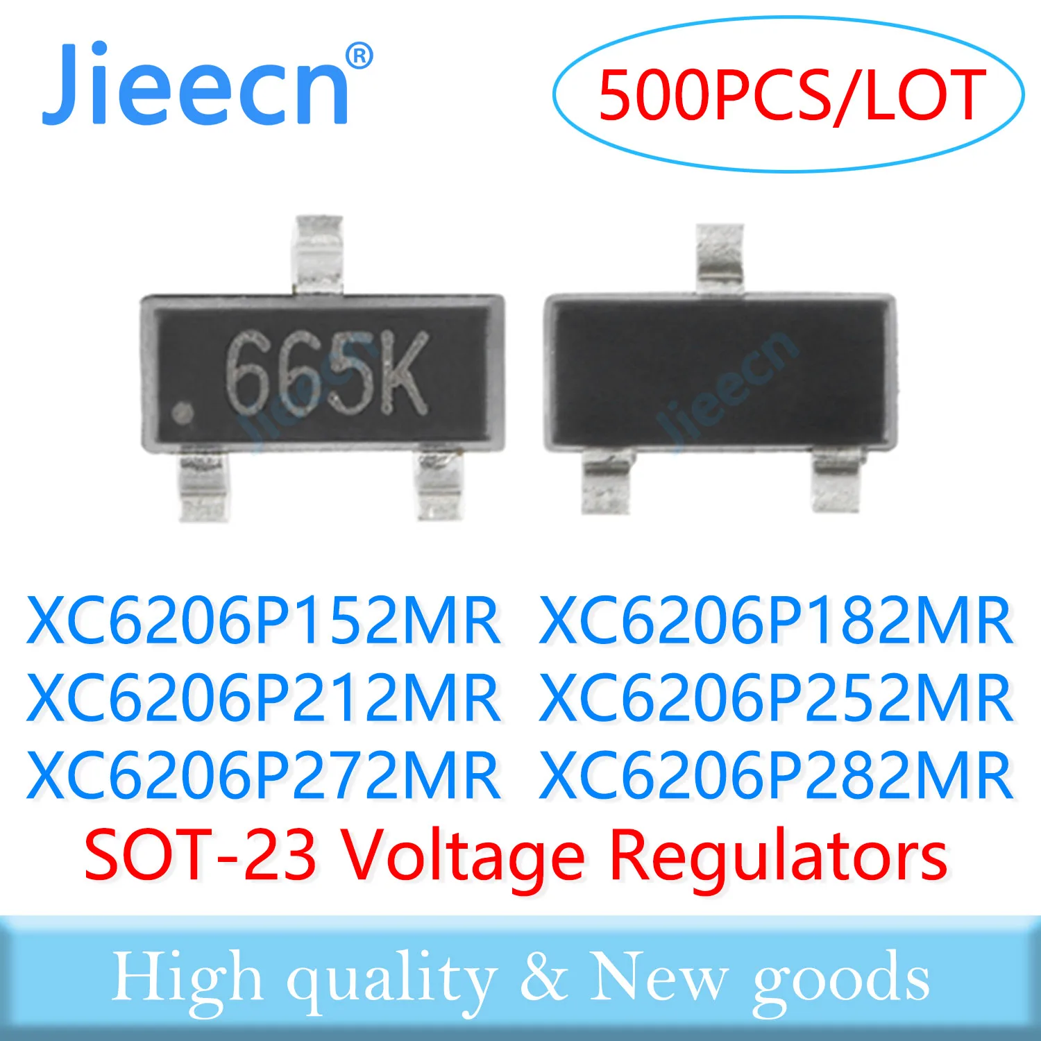 Jieecn 500PCS SOT23 250mA XC6206P152MR XC6206P182MR XC6206P212MR XC6206P252MR XC6206P272MR XC6206P282MR Chinese High Quality