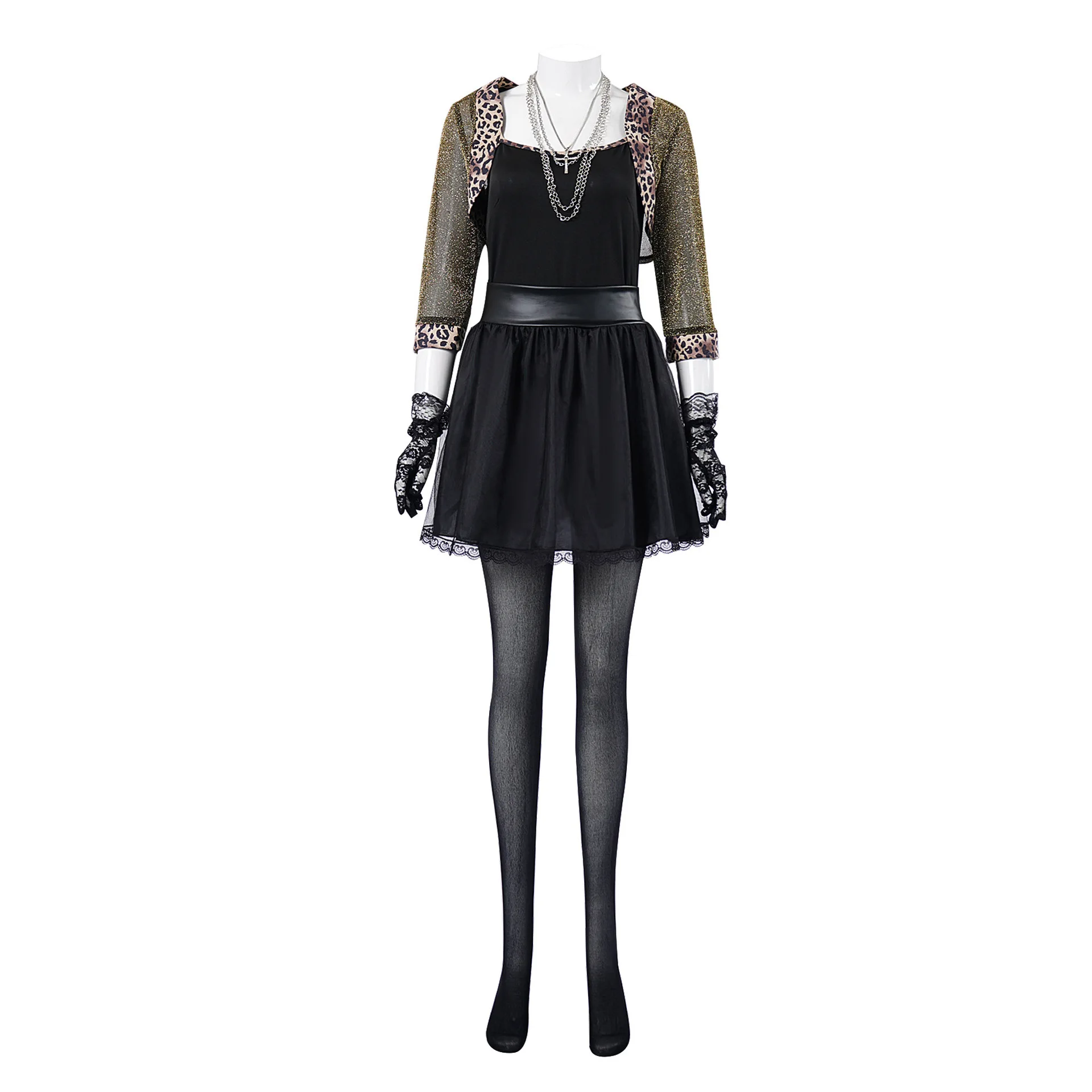 

80s Black Suit Sexy Halloween Costume Cosplay Dress With Net Fabric