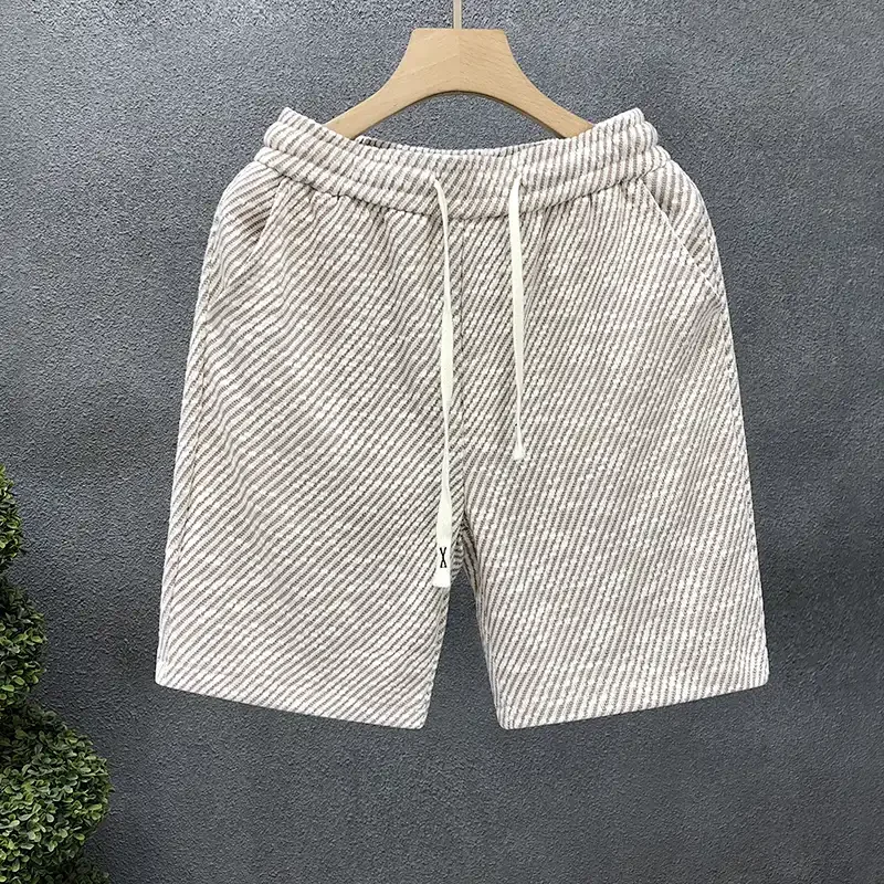 All match diagonal striped shorts men's summer thin five quarter pants summer new men's beach sports pants