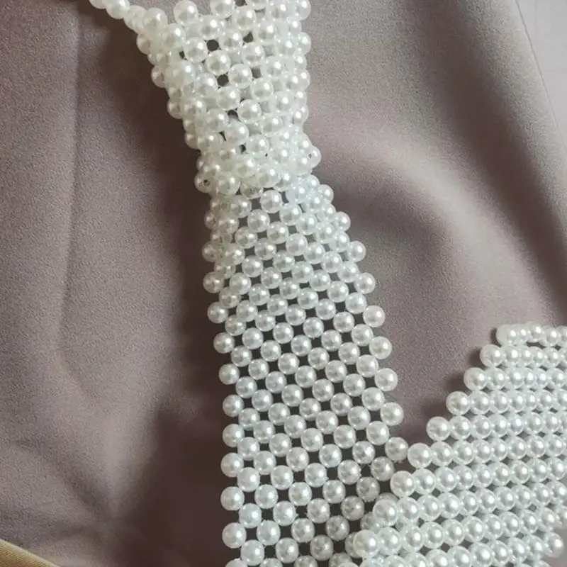 R1we Elegancka Bowtie Pearl Bead Corsage Bowtie Cravat Prezenty dla kobiet