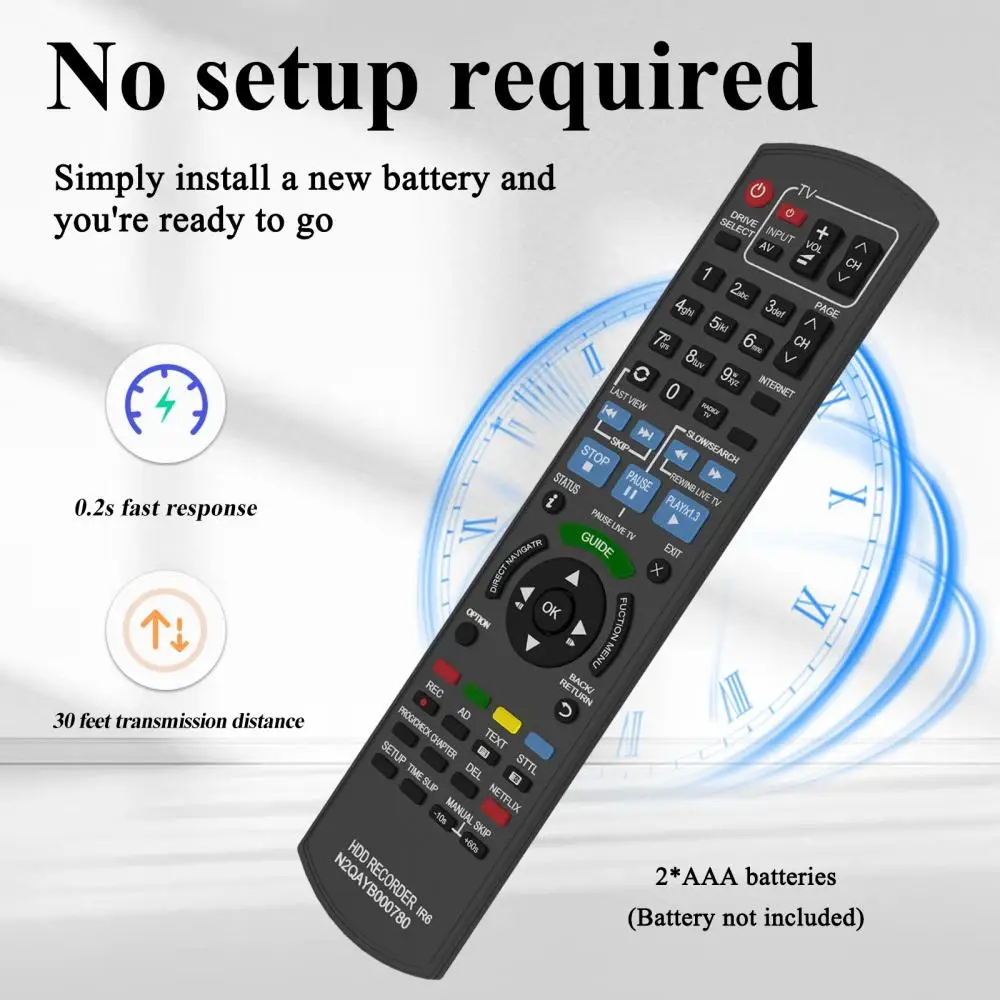 N2QAYB000780 Replacement Remote Control for Panasonic HDD Recorder TV DVD Recorder DMR-HW120 DMR-HWT130 DMRHWT230EB DMR-HW120EB