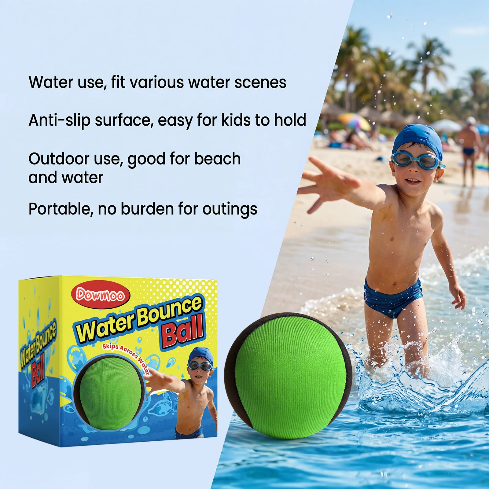 Water Bouncy Ball Floating Pool Beach Toy High‑Rebound Water Jump Ball Soft Anti‑Slip Grip Family Interactive Outdoor Game Toy