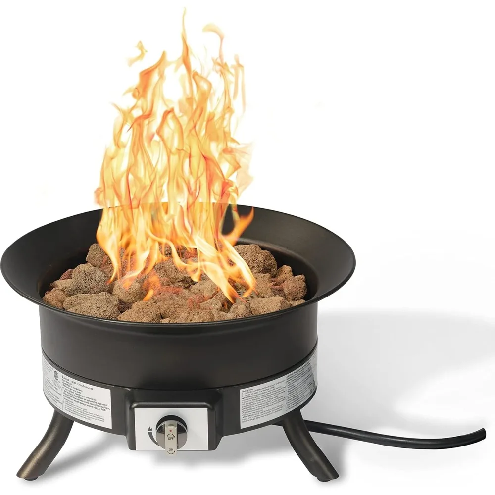 

19-Inch Round Portable Propane Gas Fire Pit with Carry Strap