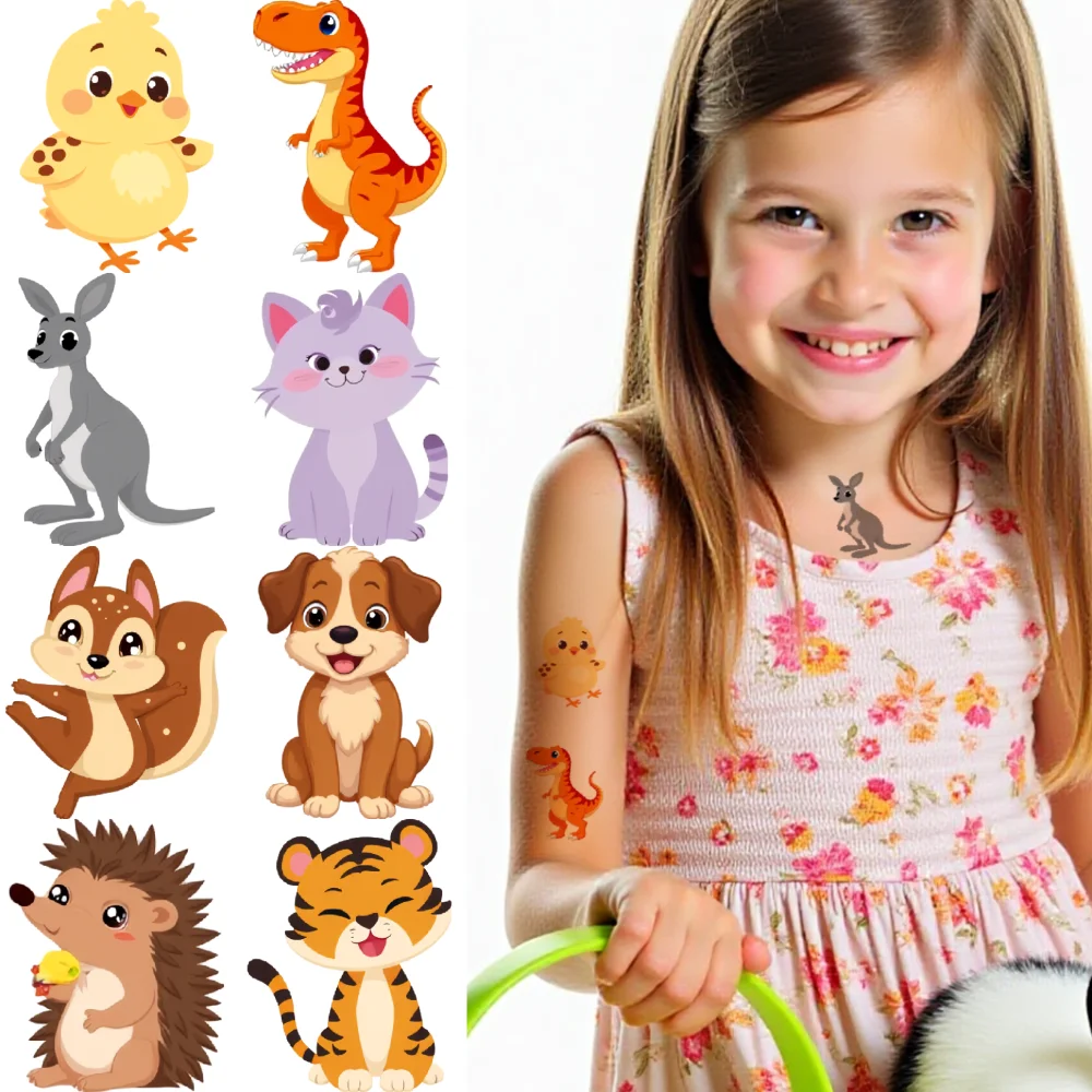 

54pcs Temporary Tattoo Waterproof Long-lasting Body Stickers Rabbit Giraffe Chick For Boys Shoulders Arms