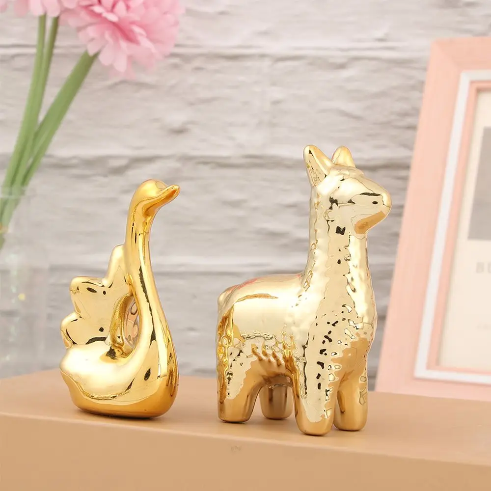 Gold Color Figurine Ceramic Crafts Photographic Props Living Room Miniature Decor Figurines Ornaments Home Decoration