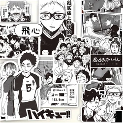 10/30/65szt Cool Black White Haikyuu!!!Graffiti Wodoodporne naklejki Anime Naklejki Motocykl Laptop Deskorolka Telefon Naklejka samochodowa