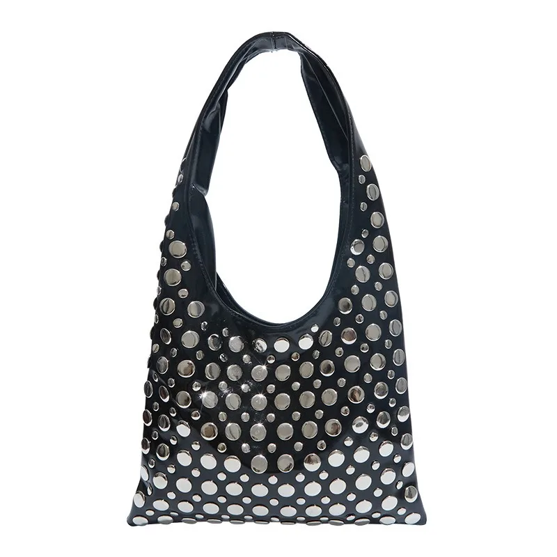

1 шт., сумка-ведро с заклепками, женская сумка на плечо, дорожная сумка под мышками, женская сумка через плечо, подходит для повседневных прогулок