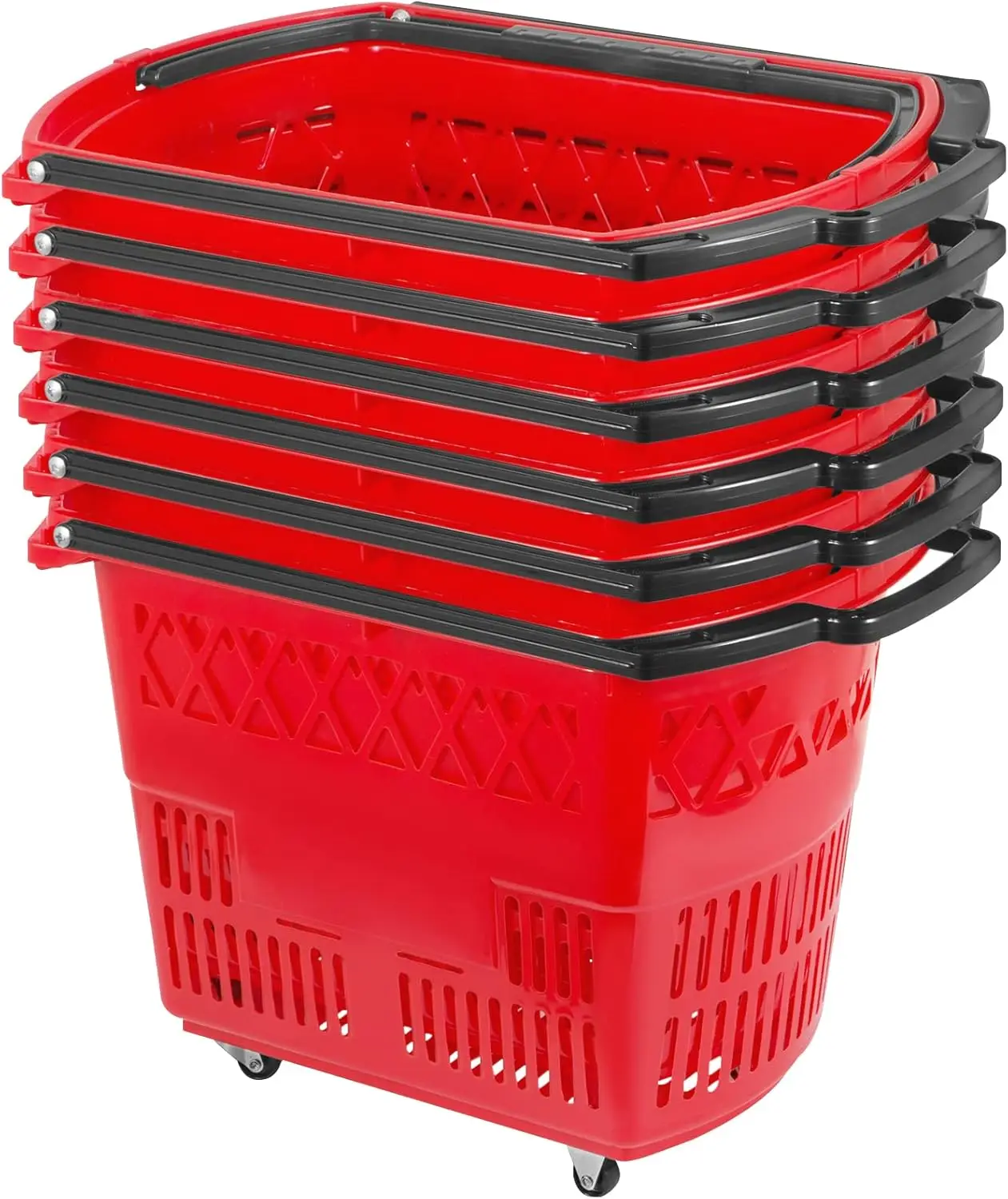 

Mophorn 6PCS Shopping Carts, Plastic Rolling Shopping Basket with Wheels