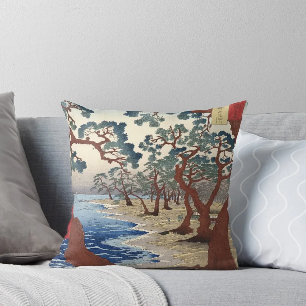 The Maiko beach by Utagawa Hiroshige, 1853 Throw Pillow Sofa Cushions Cushions For Decorative Sofa pillow