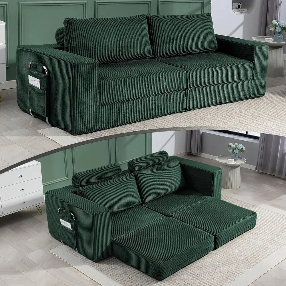 Mastering Space Efficiency: A Deep Dive into the Green 3-Seater Convertible Sofa Bed for Modern Living