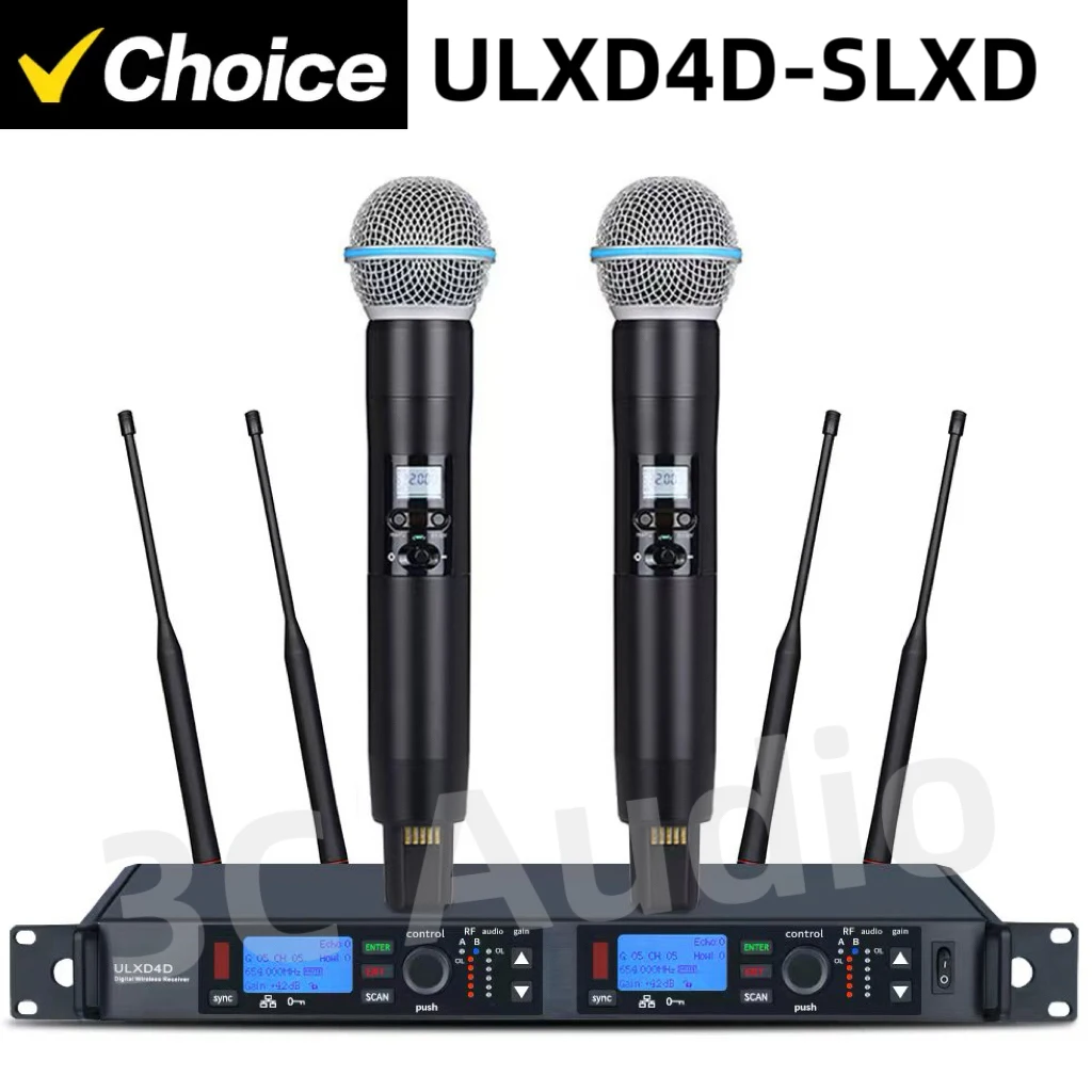 

ULXD4D-SLXD 600MHz Professional Wireless Microphone UHF Long Distance Dual Channel System Stage Performance Speech High Quality