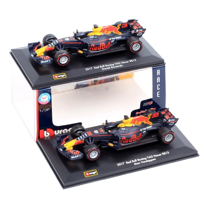 BBurago 1/32 Scale Red Bull Racer RB13 #33 Max Verstappen #3 Daniel Ricciardo Diecast Toy Vehicles Racing Model 2017 Acrylic