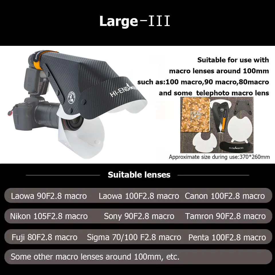 Guage Universal Huf Abdeckung Blitz Diffusor Softbox S/M/L Größe Blitzgerät Reflektor Snoot Kamera Zubehör für Makro Objektiv Shootin – Detail 5