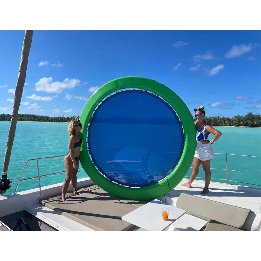 Anillo Flotante de Agua, Plataforma Flotante Inflable, Hamaca de Agua Inflable de 8 pies, Flotador de Piscina Inflable Redondo con Tecnología Drop Stitch