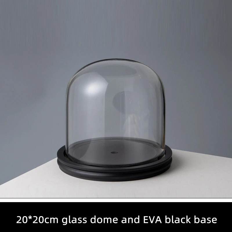 20*20cm Big Size Transparent Glass Dome Vase Home Decoration New Style EVA Black Anti-Fall Base Cover DIY Friend Gift Wedding