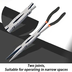 13 Inches Long Nose Pliers Professional Double Joint Flat Nose Pliers Round Automotive Repair Tools Multifunctional Hand Tool
